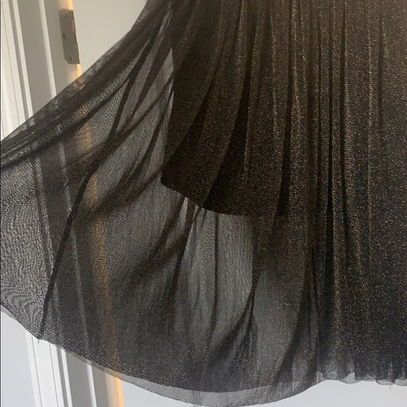 Black and gold midi skirt with mini slip attached - Picture 2 of 3